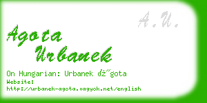 agota urbanek business card